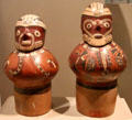 Ceramic Nazca-culture drums with anthropomorphic mythical beings from south coast, Peru at Dallas Museum of Art. Dallas, TX.