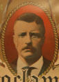 President Teddy Roosevelt portrait detail on Jamestown Exposition poster at Hampton Roads Naval Museum. Norfolk, VA.