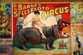 Poster of lady riding hippo in combined Barnes & Sells-Floto Circuses at Circus World Museum. Baraboo, WI