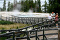 Walkways across boiling springs of West Thumb Geyser Basin in Yellowstone National Park. WY.