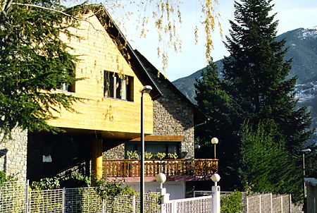 Wood paneled home on Closes de Guillemo in La Vella. Andorra.