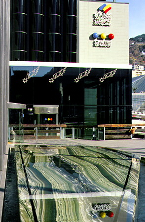 Marble & glass bank in La Vella. Andorra.