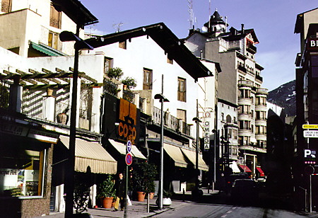 Upscale shopping is a big industry in La Vella. Andorra.