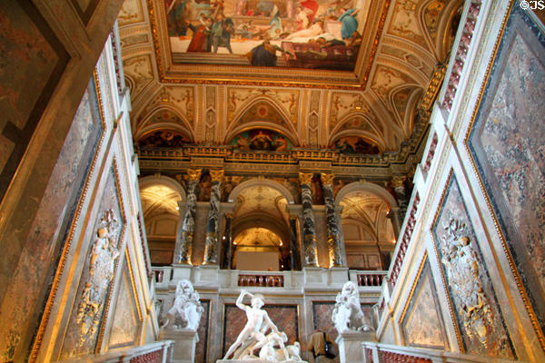 Central staircase of Kunsthistorisches Museum. Vienna, Austria.