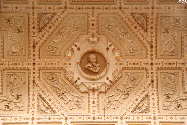 Typical sculpted ceiling at Kunsthistorisches Museum. Vienna, Austria.