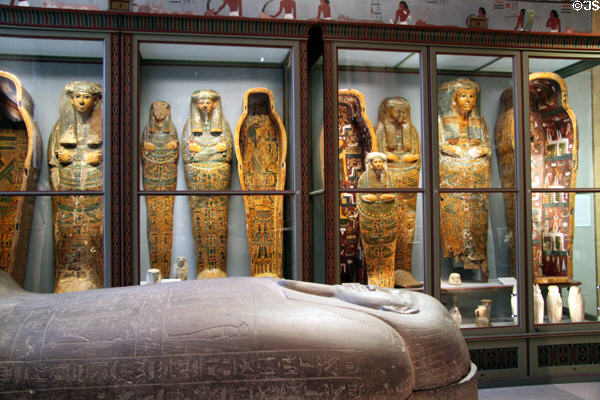 Collection of ancient Egyptian mummies at Kunsthistorisches Museum. Vienna, Austria.