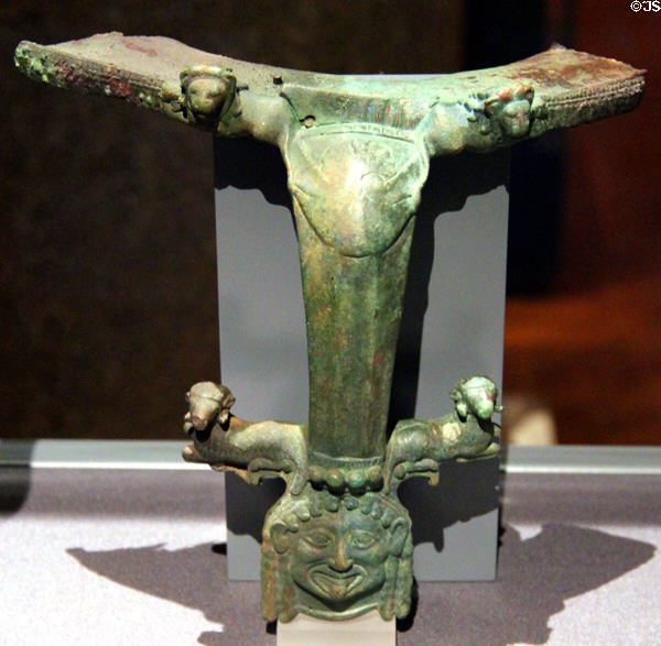 Greek bronze handles with animals & gorgon (c530 BCE) at Kunsthistorisches Museum. Vienna, Austria.