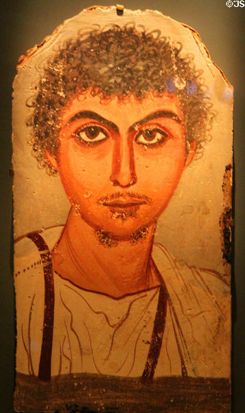 Egyptian mummy portrait of young man with small beard (2nd quarter of 2nd C) at Kunsthistorisches Museum. Vienna, Austria.