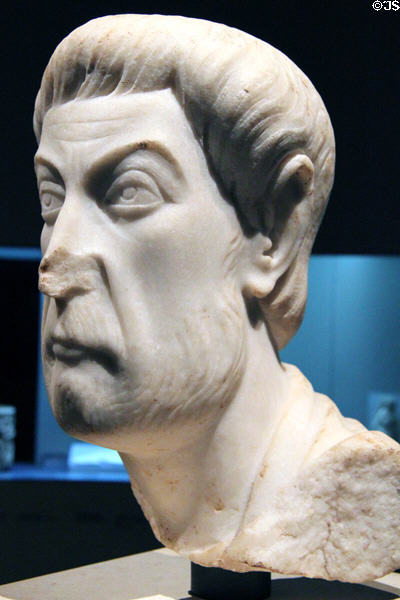 Sculpted head Eutropios from Ephesus in Turkey (Mid 5th C) at Kunsthistorisches Museum. Vienna, Austria.