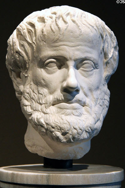 Portrait head of Aristotle (Roman copy of Greek original) (c320 BCE) at Kunsthistorisches Museum. Vienna, Austria.