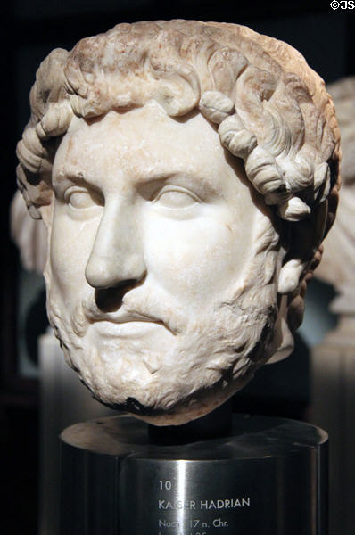 Portrait head of Caesar Hadrian (after 17 CE) at Kunsthistorisches Museum. Vienna, Austria.