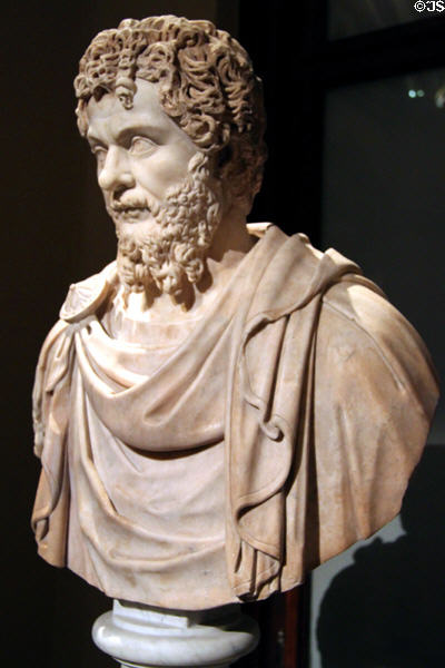 Portrait bust of Caesar Septimus Severus (c200) at Kunsthistorisches Museum. Vienna, Austria.