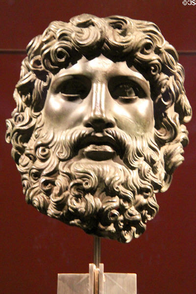 Roman bronze head of Jupiter (1st C) at Kunsthistorisches Museum. Vienna, Austria.