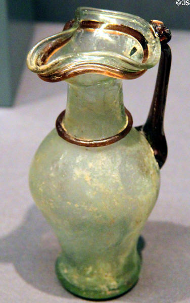 Roman glass handled jug (3rd-4th C) at Kunsthistorisches Museum. Vienna, Austria.