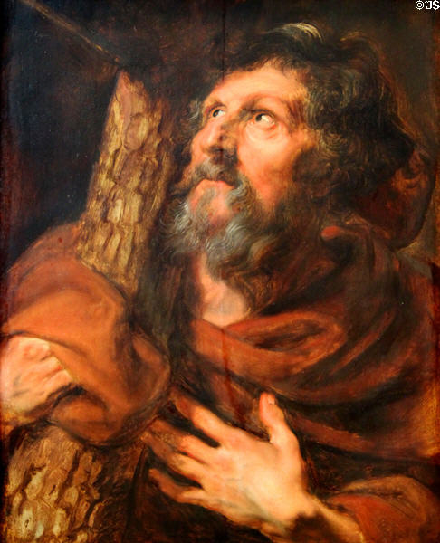 Apostle Simon painting (c1619-21) by Anthony van Dyck at Kunsthistorisches Museum. Vienna, Austria.