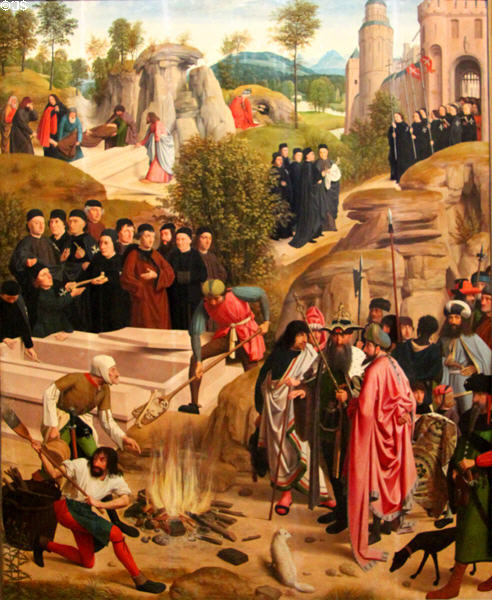 Legend of the Mortal Remains of St John the Baptist painting (after 1484) by Geertgen tot Sint Jans at Kunsthistorisches Museum. Vienna, Austria.