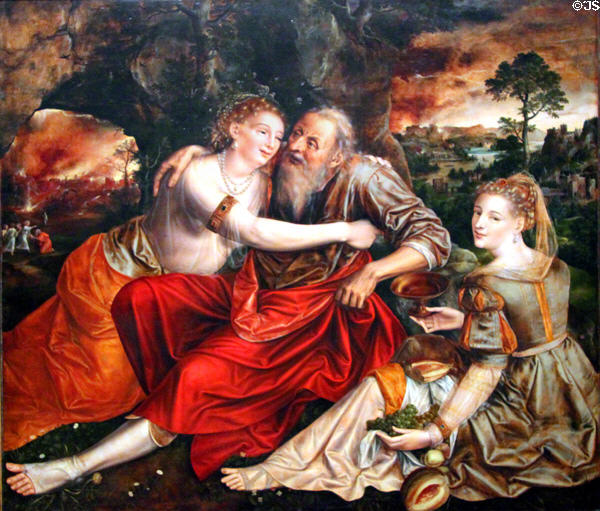 Lot & His Daughters painting (1563) by Jan Massys at Kunsthistorisches Museum. Vienna, Austria.