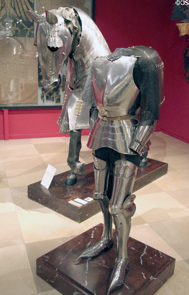 Horse & human armor suits (c1450) made in Milan at Historical Museum of City of Vienna. Vienna, Austria.