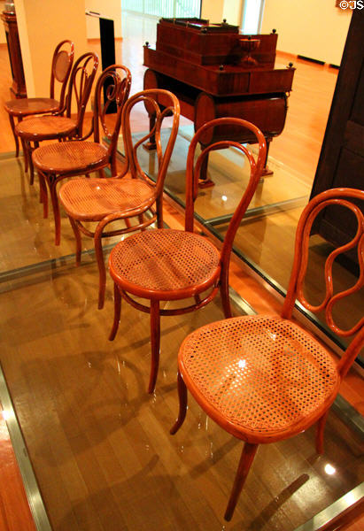 collection of café bentwood & canned chairs (1860s on) at Historical Museum of City of Vienna. Vienna, Austria.