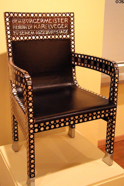 Chair for mayor Dr, Karl Lueger (1904) by Otto Wagner at Historical Museum of City of Vienna. Vienna, Austria.