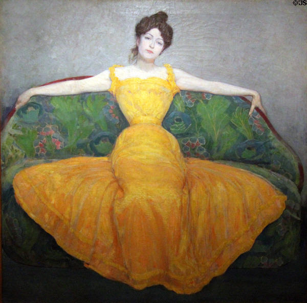 Woman in Yellow painting (1899) by Max Kurzweil at Historical Museum of City of Vienna. Vienna, Austria.