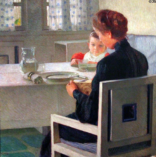 Breakfast painting (1903) by Carl Moll at Historical Museum of City of Vienna. Vienna, Austria.