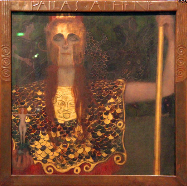 Pallas Athene painting (1898) by Gustav Klimt at Historical Museum of City of Vienna. Vienna, Austria.
