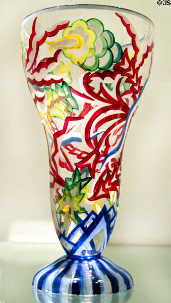 Glass vase (1918) by Vera Brunner (?) & made for Wiener Werkstätte at Historical Museum of City of Vienna. Vienna, Austria.