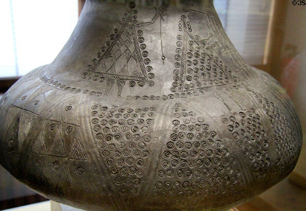 Engraved ceramic pot (7thC BCE) from Sopron at Museum of Natural History. Vienna, Austria.
