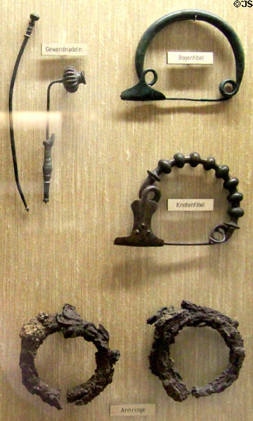 Iron age clothing pins & armbands at Museum of Natural History. Vienna, Austria.