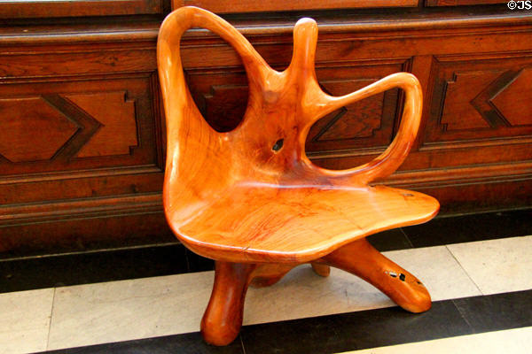 Carved modern chair at Museum of Natural History. Vienna, Austria.