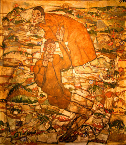 Transfiguration (The Blind) painting (1915) by Egon Schiele at Leopold Museum. Vienna, Austria.