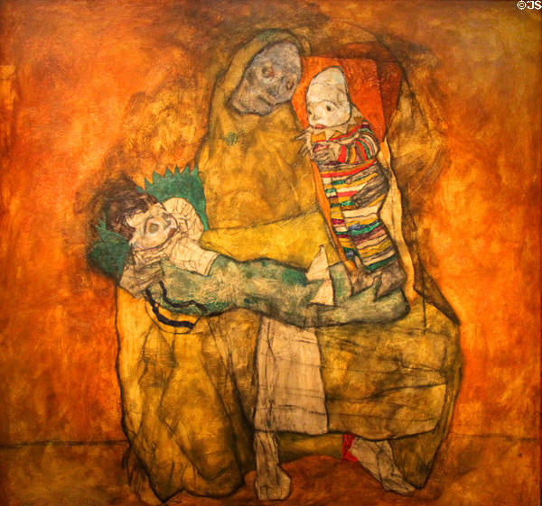 Mother with Two Children II painting (1915) by Egon Schiele at Leopold Museum. Vienna, Austria.