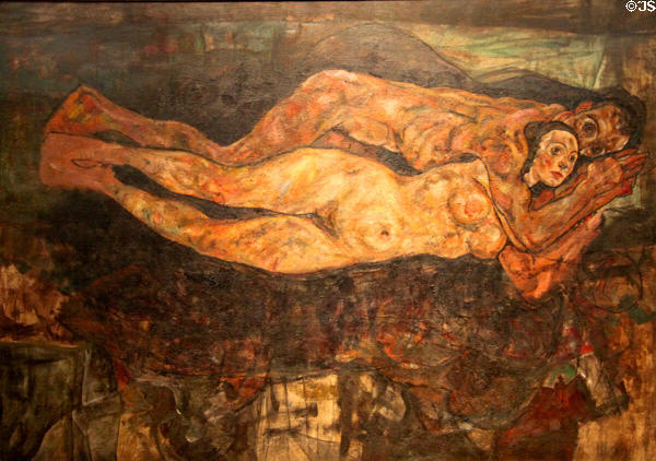 Lovers painting (1918) by Egon Schiele at Leopold Museum. Vienna, Austria.
