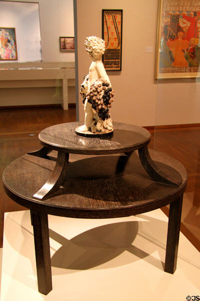 Double deck table by Josef Hoffmann & Pottery angel (1912) by Berthold Löffler at Leopold Museum. Vienna, Austria.