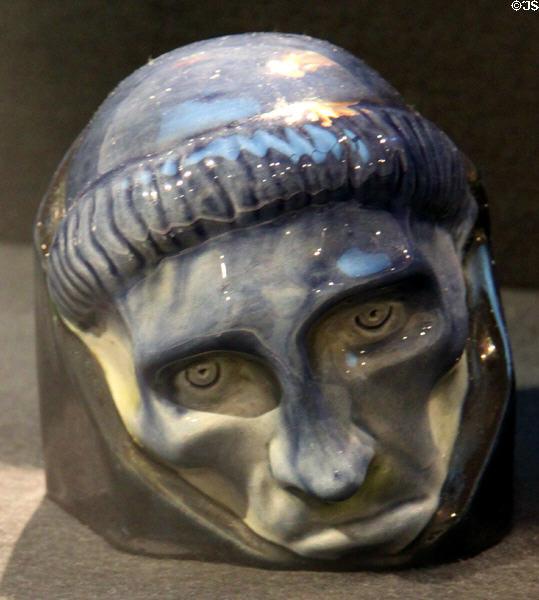Ceramic monk's head (1908) by Michael Powolny & made by Wiener Werkstätte at Leopold Museum. Vienna, Austria.