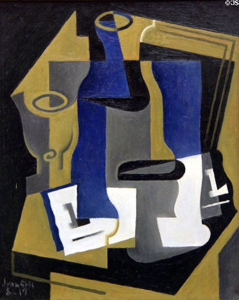 Carafe, glass & journal painting (1919) by Juan Gris at Museum Moderne Kunst. Vienna, Austria.