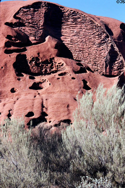 Porous rock formations on Uluru (aka Ayers Rock). Australia.