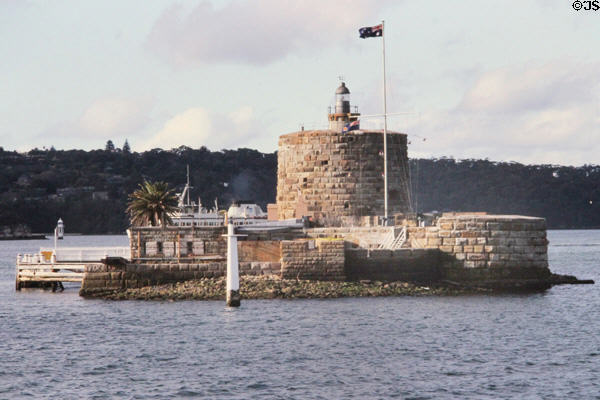 Old stone prison island built in middle of Sydney harbor. Sydney, Australia.