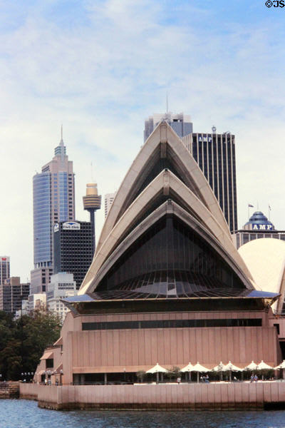 Triangular front of Sydney Opera House. Sydney, Australia.