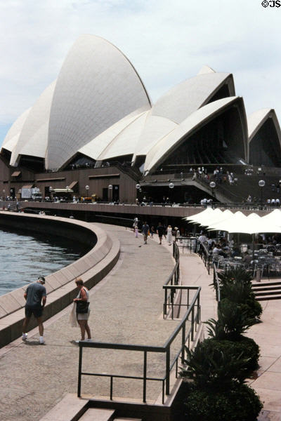 Harbor walkway approaching Sydney Opera House. Sydney, Australia.