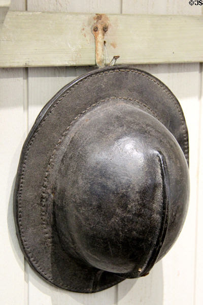 Stiff leather miner's hat at Van Gogh House in Cuesmes. Mons, Belgium.