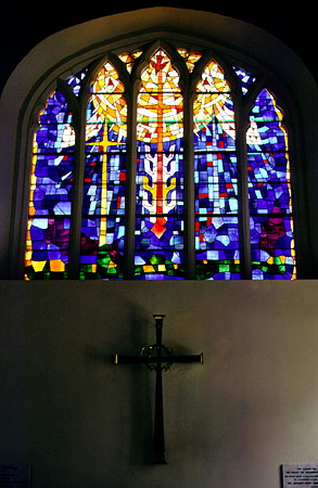 Stained glass inside St Philip Church. Barbados.