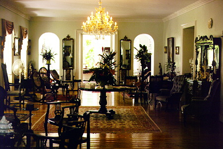 Rooms open to the public are furnished in Victorian style at the Sunbury Plantation House. Barbados.