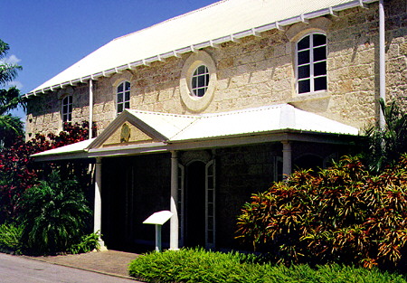 Restored colonial stone building now used as rum tasting center at Heritage Park. Barbados.