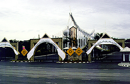 Royal Palace gates in Bandar Seri Begawan. Brunei.