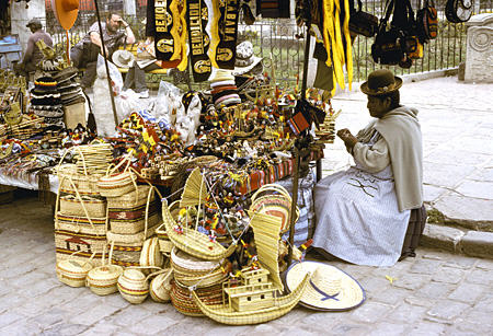 Craft vendors in Copacabana. Bolivia.
