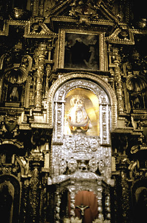 Altar of Copacabana Cathedral. Bolivia.