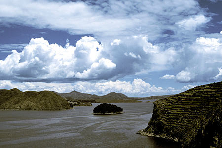 View of islands surrounding Sun Island. Bolivia.