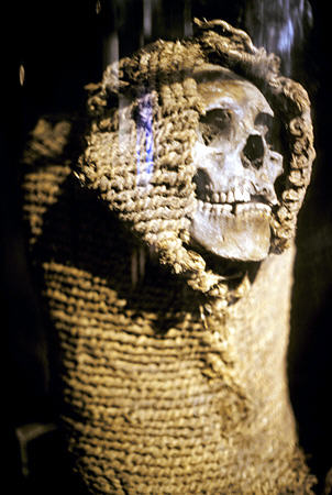 Chulpa (mummy) in Sun Island Museum. Bolivia.